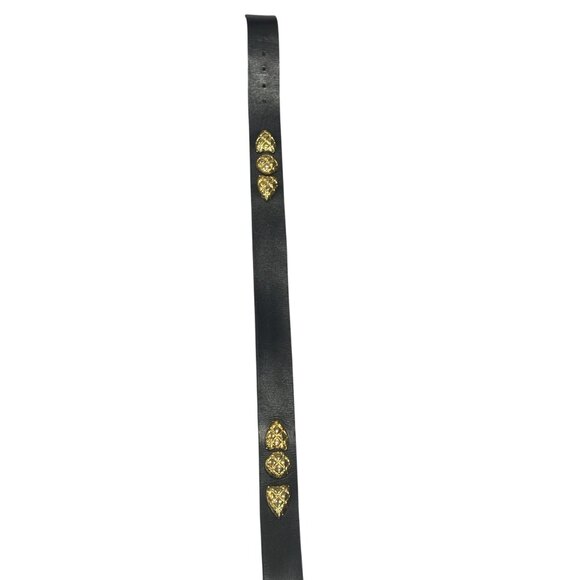 STREETS AHEAD Embellished Leather Belt in Black With Gold Accents main image 7